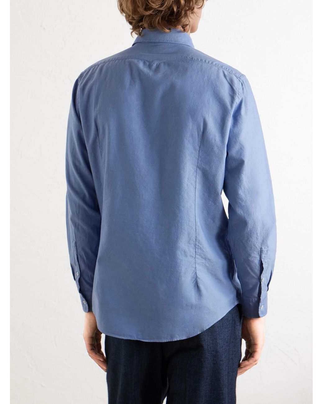 Massimo Alba Blue Genova Cotton-Chambray Shirt for men