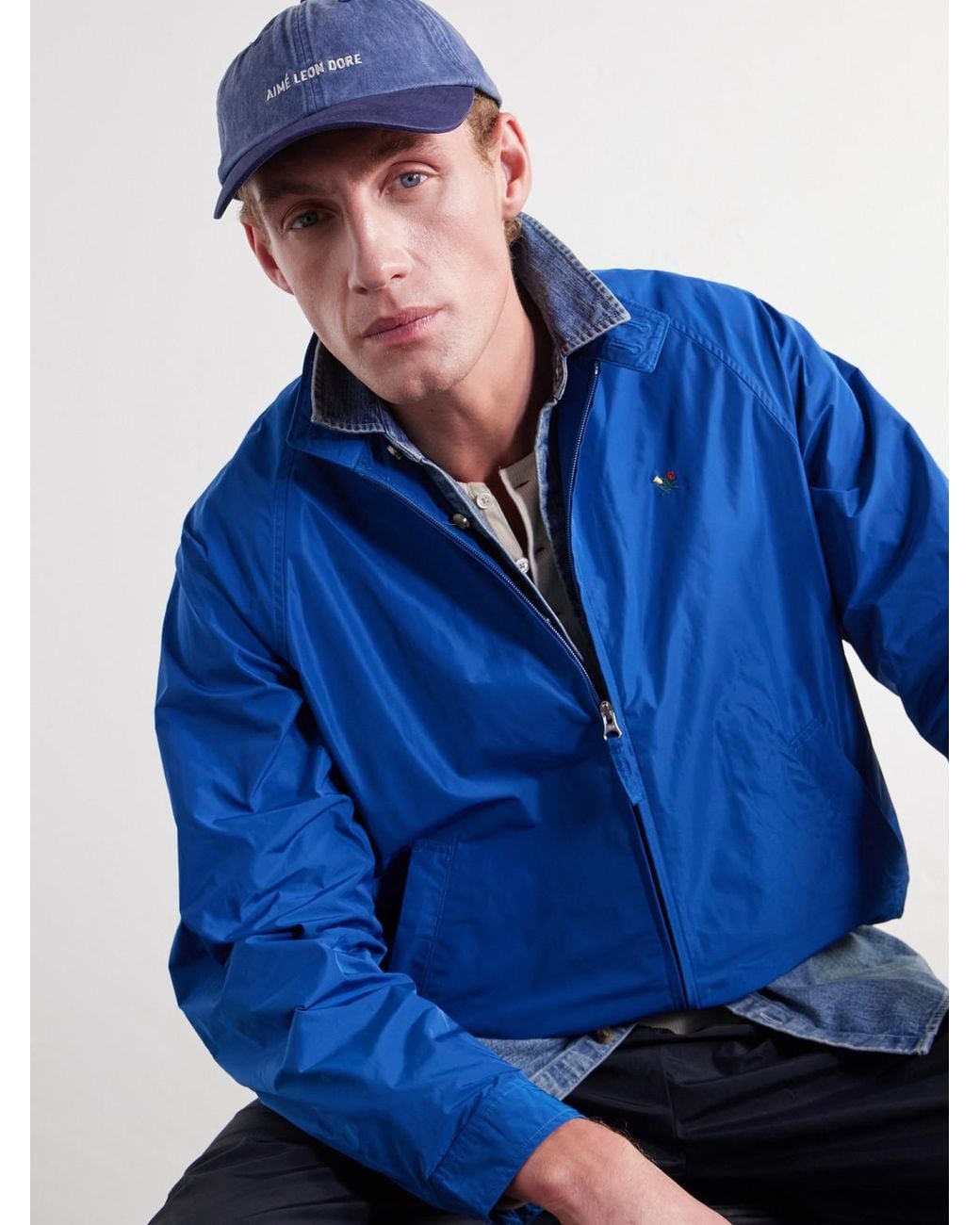 Aimé Leon Dore Blue Logo-Embroidered Pigment-Dyed Cotton Baseball Cap for men