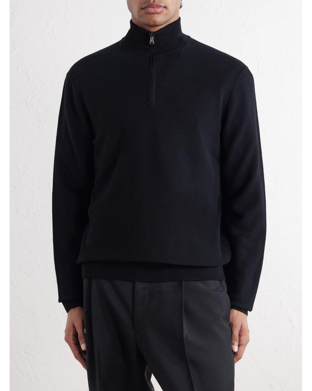 Ralph Lauren Blue Wool-piqué Half-zip Sweater for men