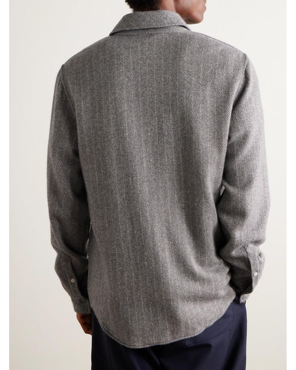 God's True Cashmere Gray Striped Cashmere Shirt for men