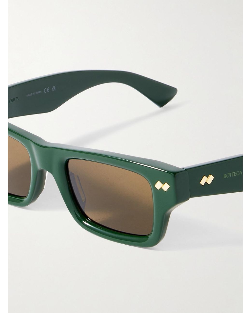 Bottega Veneta Green Ribbon Stud Square-Frame Recycled-Acetate Sunglasses for men