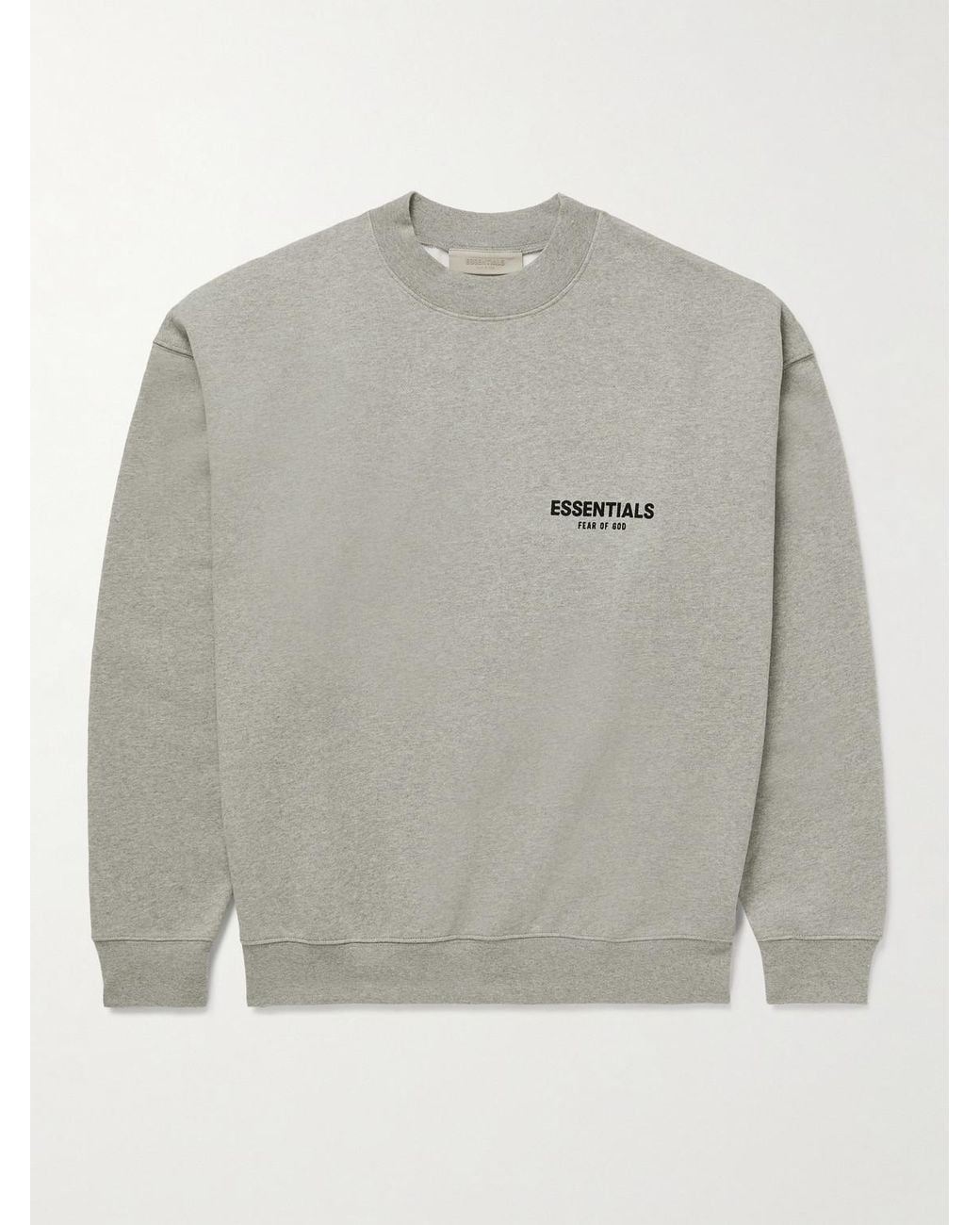 fear of god essentials logo print cotton blend jersey sweatshirt