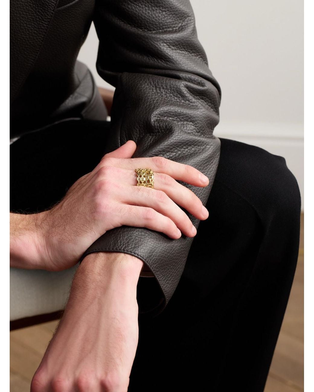 Hoorsenbuhs Black Damash 18-karat Gold Ring for men