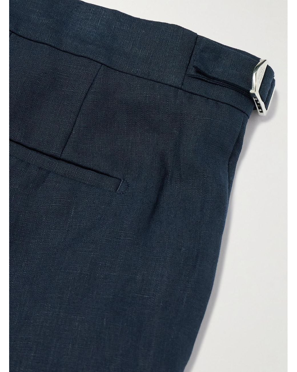 Orlebar Brown Blue Norwich Straight-Leg Linen Shorts for men