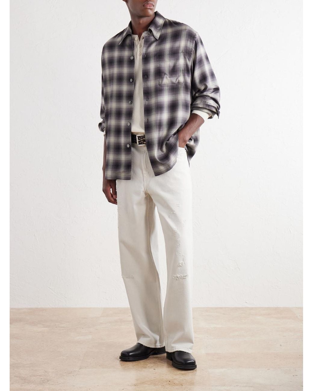 Our Legacy White Vast Straight-Leg Distressed Jeans for men