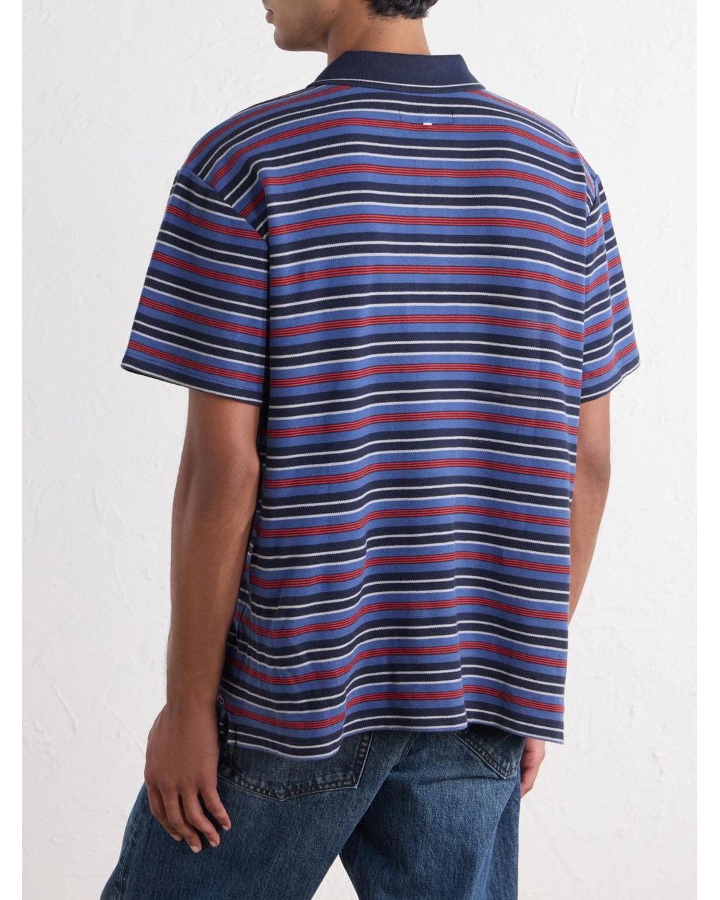 Rag & Bone Blue Striped Cotton-Piqué Polo Shirt for men