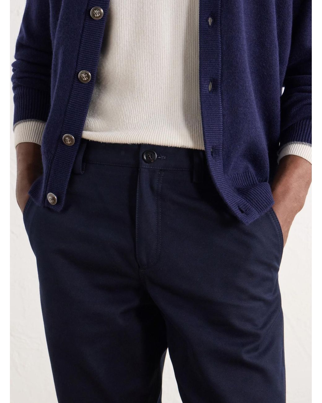 Brunello Cucinelli Blue Tapered Cotton And Wool-Blend Twill Chinos for men