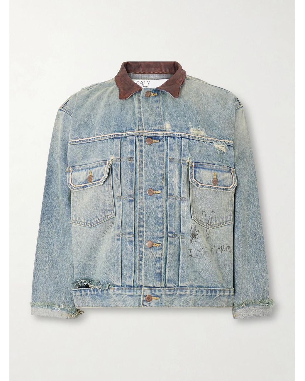 Paly Hollywood Blue Buffalo 66 Distressed Denim Jacket for men