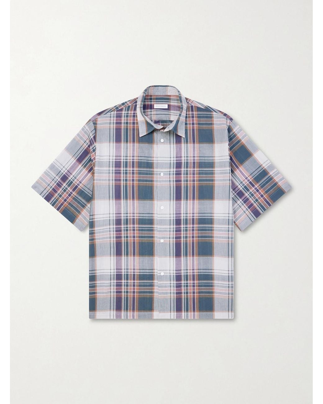 Kaptain Sunshine Blue Checked Cotton-gauze Shirt for men