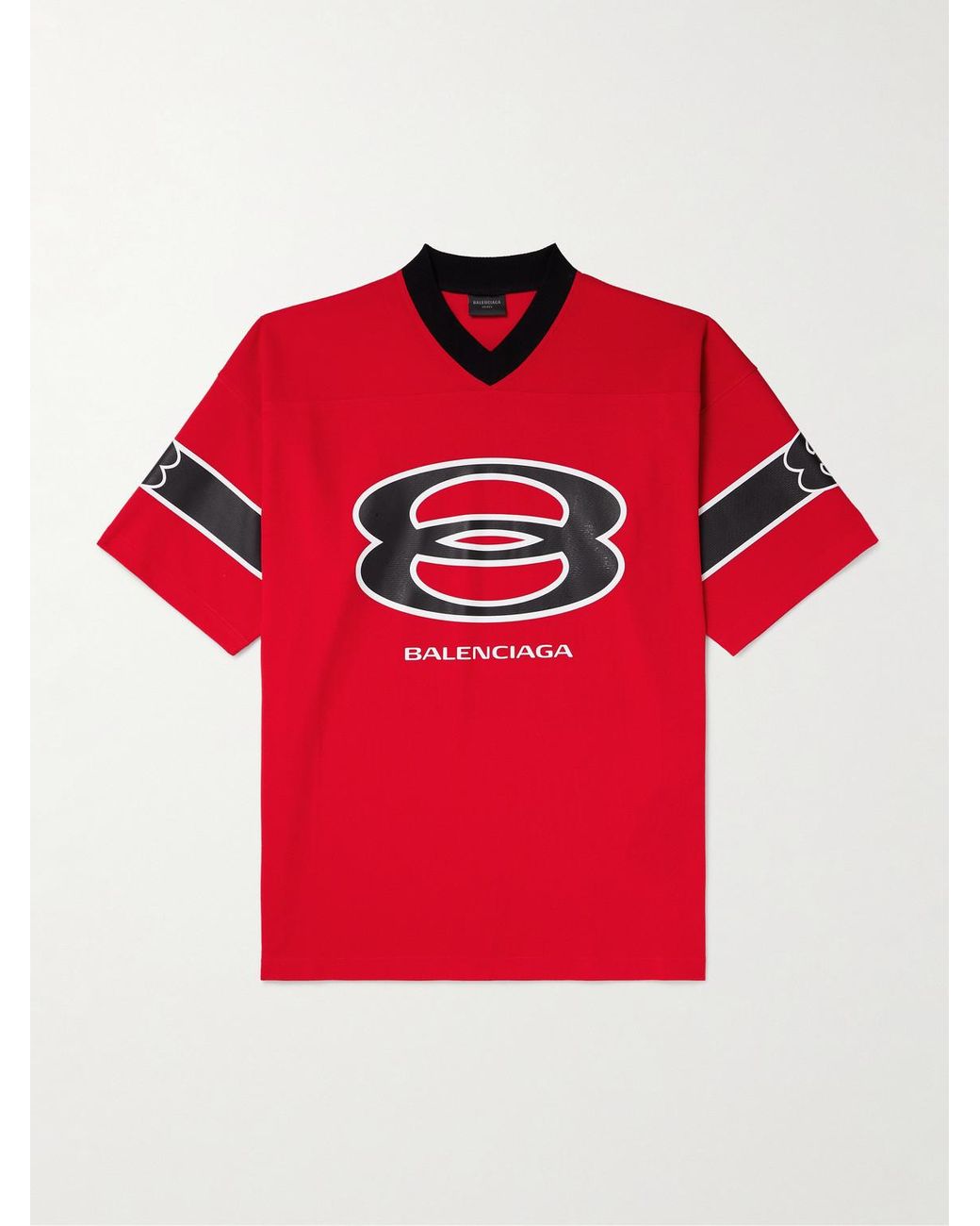 Balenciaga Red American Football Oversized Printed Piqué T-Shirt for men