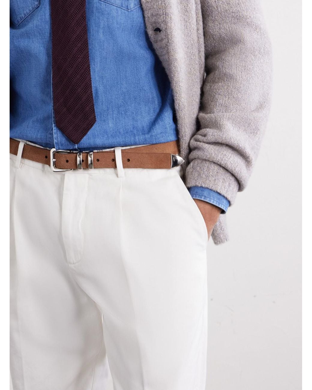 Brunello Cucinelli Brown 3Cm Suede Belt for men