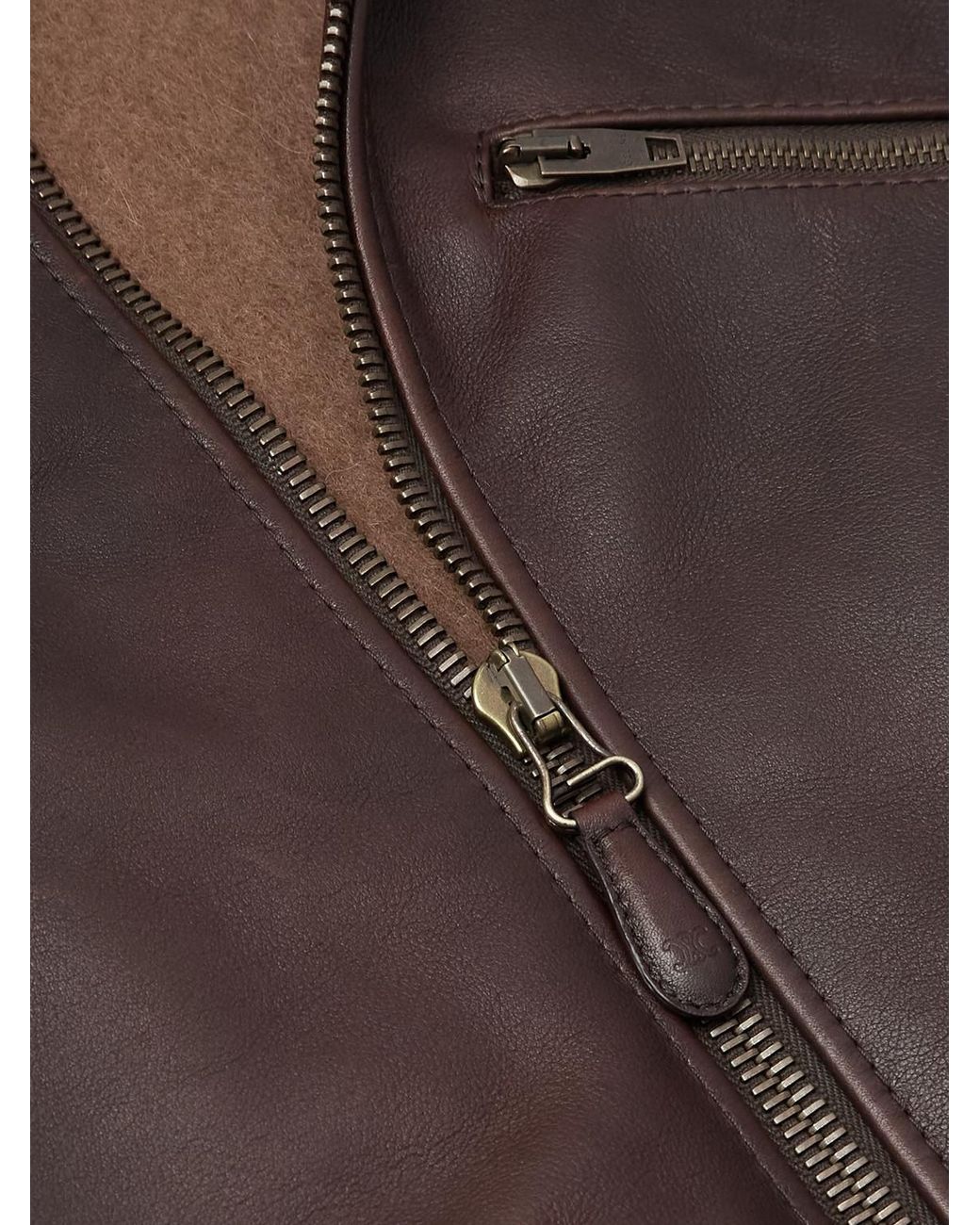 Leather Bomber Jacket di Céline in Brown da Uomo