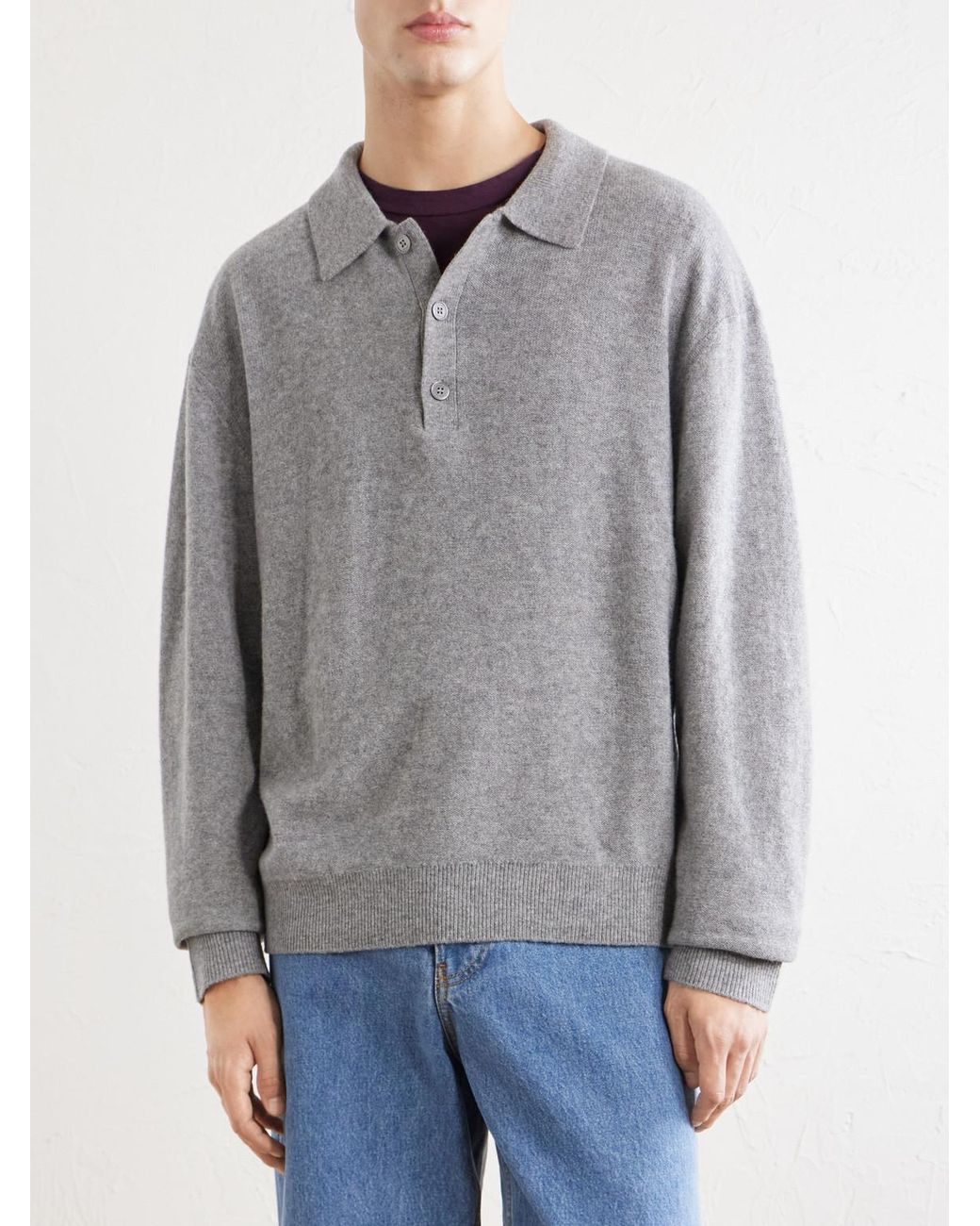 FRAME Gray Wool Polo Sweater for men