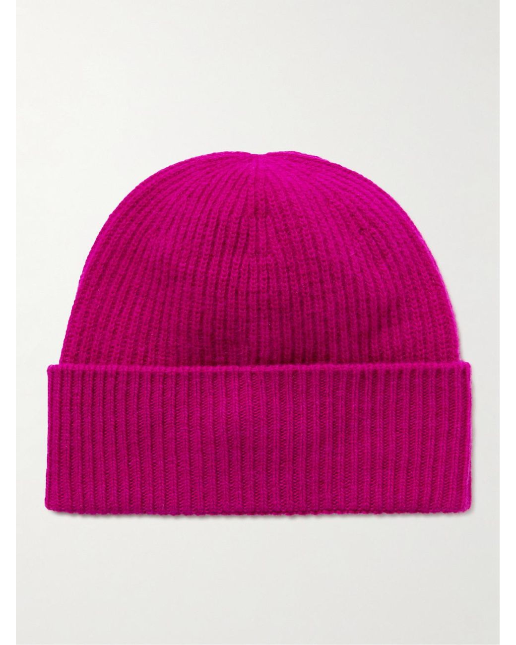 Moncler Pink Appliquéd Ribbed Virgin Wool And Cashmere-Blend Beanie for men