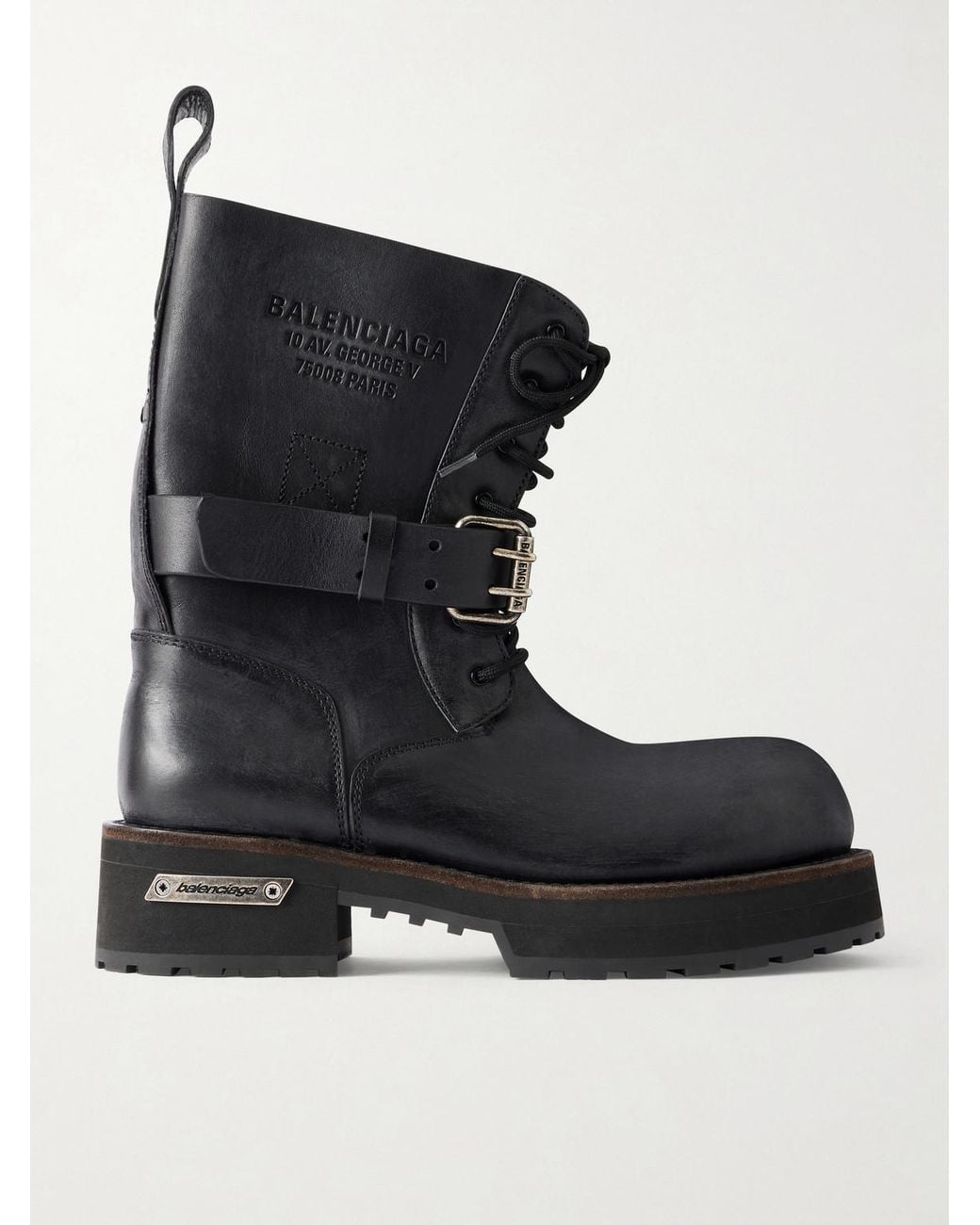 Balenciaga Black Venom Distressed Leather Boots for men