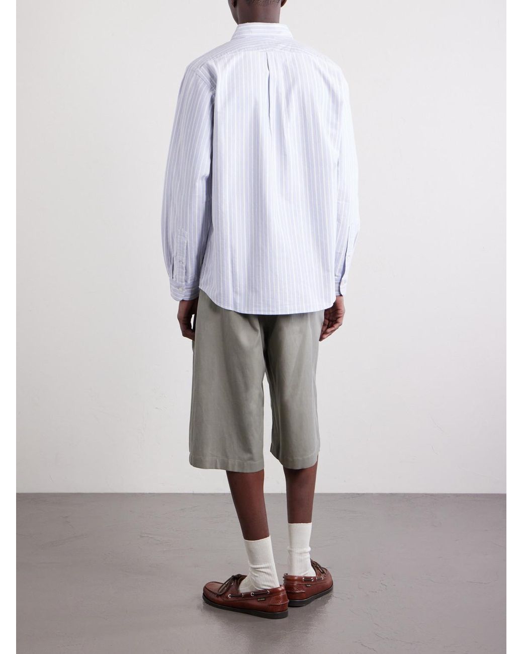 Human Made White Button-Down Collar Logo-Appliquéd Striped Cotton Shirt for men