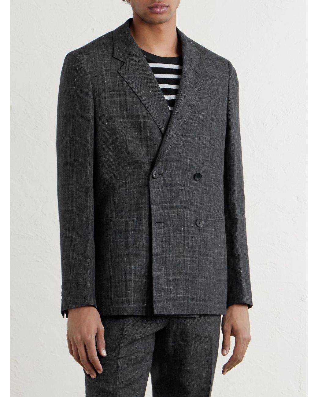 Mr P. Black Delave Linen Check Jacket for men