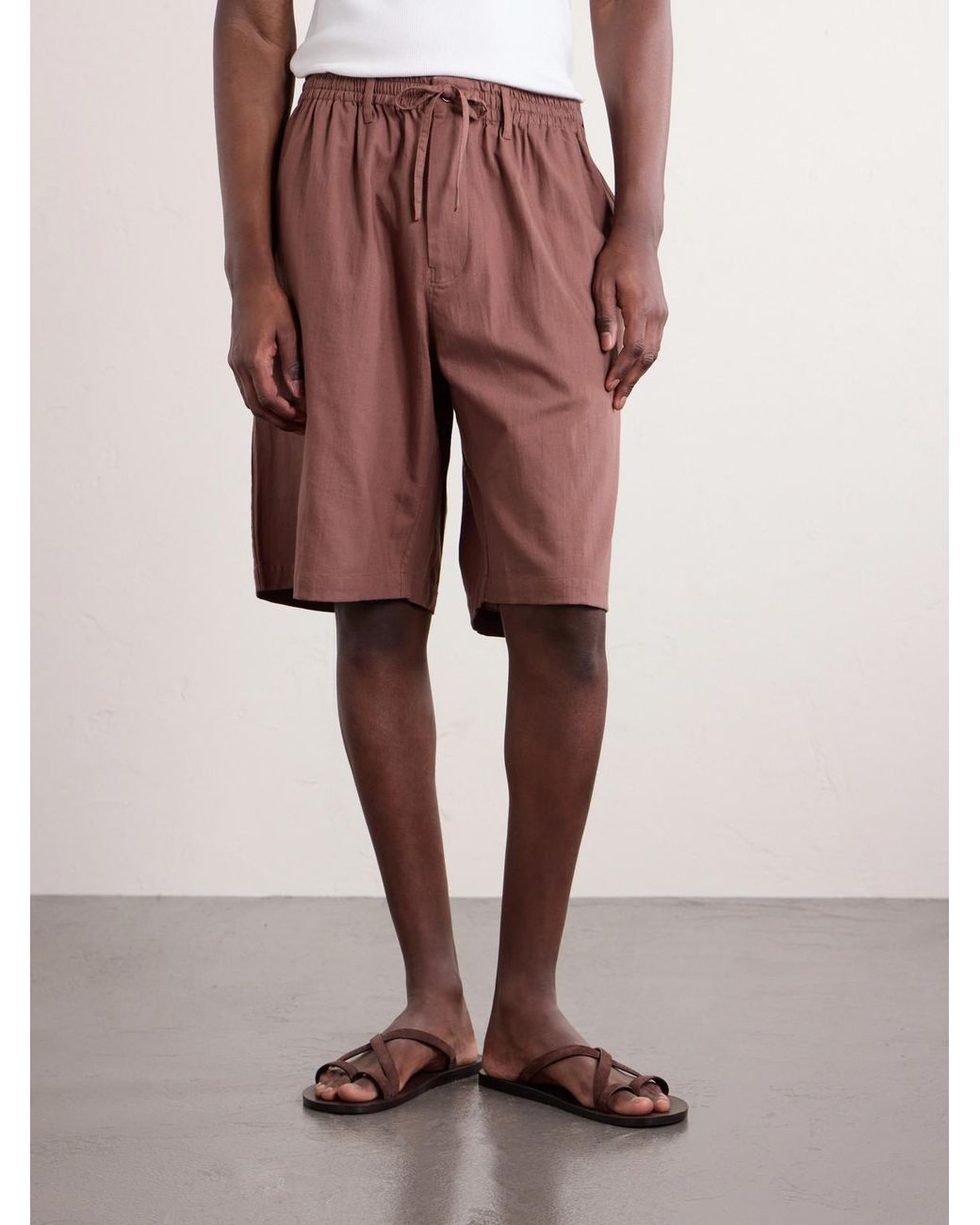 Kardo Red Milo Straight-leg Cotton Drawstring Shorts for men