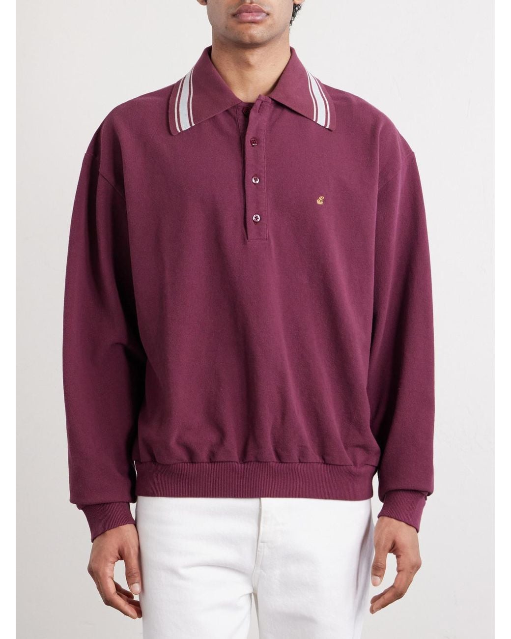 Kapital Box Striped Embroidered Cotton-piqué Polo Shirt for men