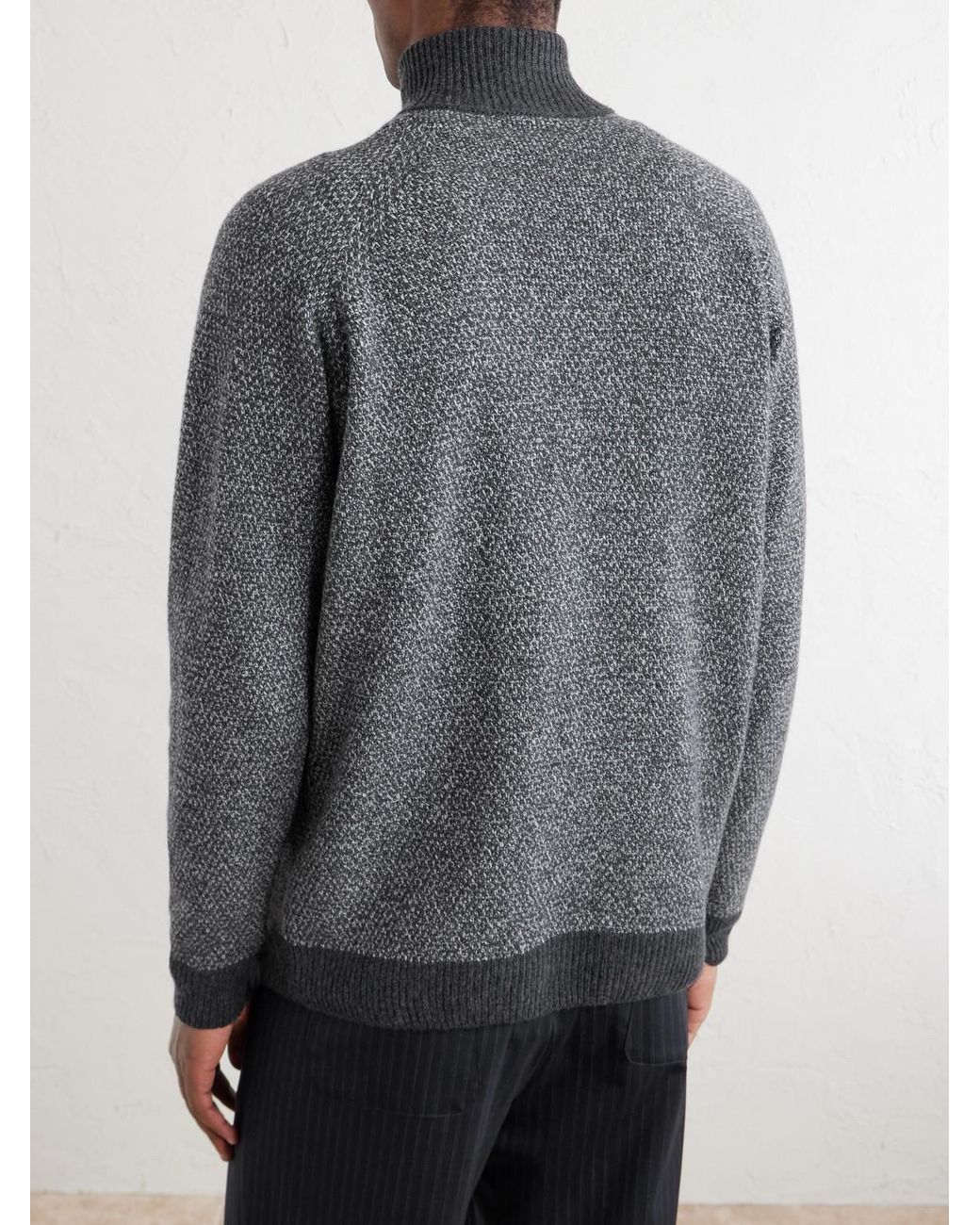 John Smedley Gray Recycled-cashmere And Wool-blend Half-zip Sweater for men