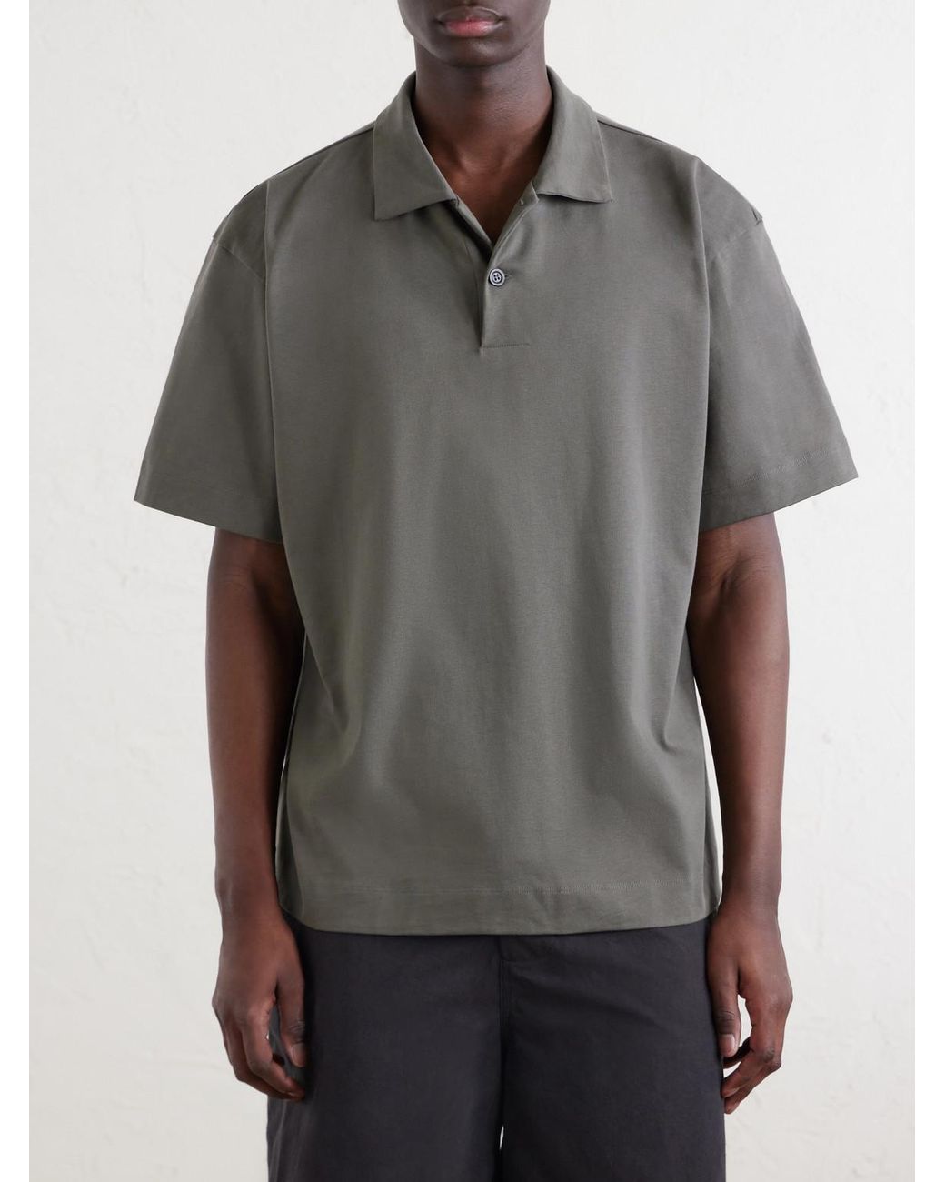 Margaret Howell Gray Cotton-Jersey Polo Shirt for men