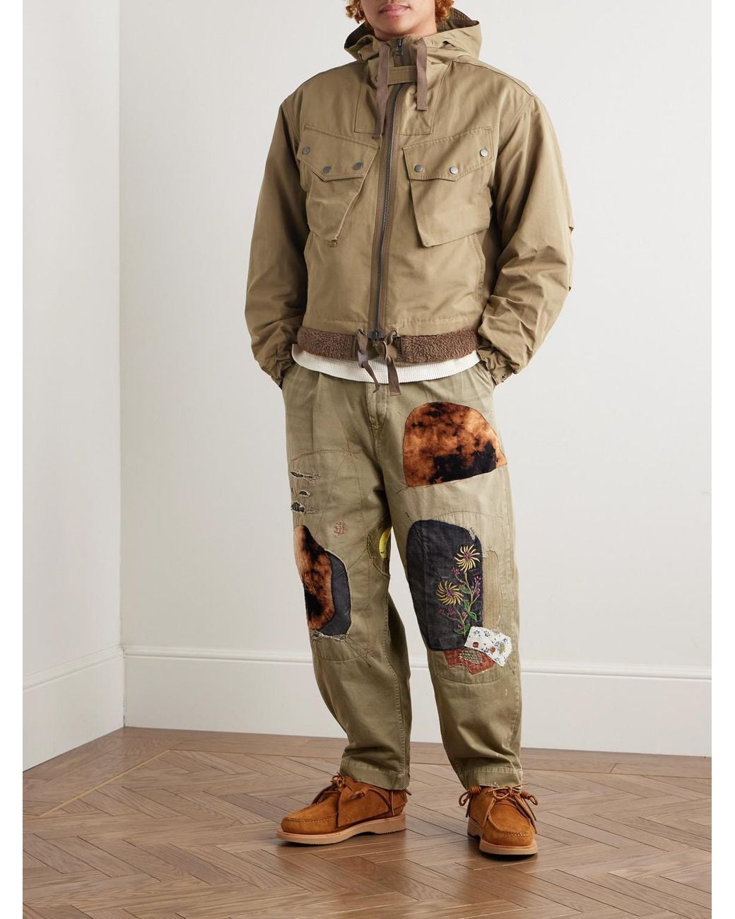 FRIZMWORKS Smock Kapuzenjacke aus Twill aus einer Baumwollmischung mit Futter aus Fleece in Natural für Herren