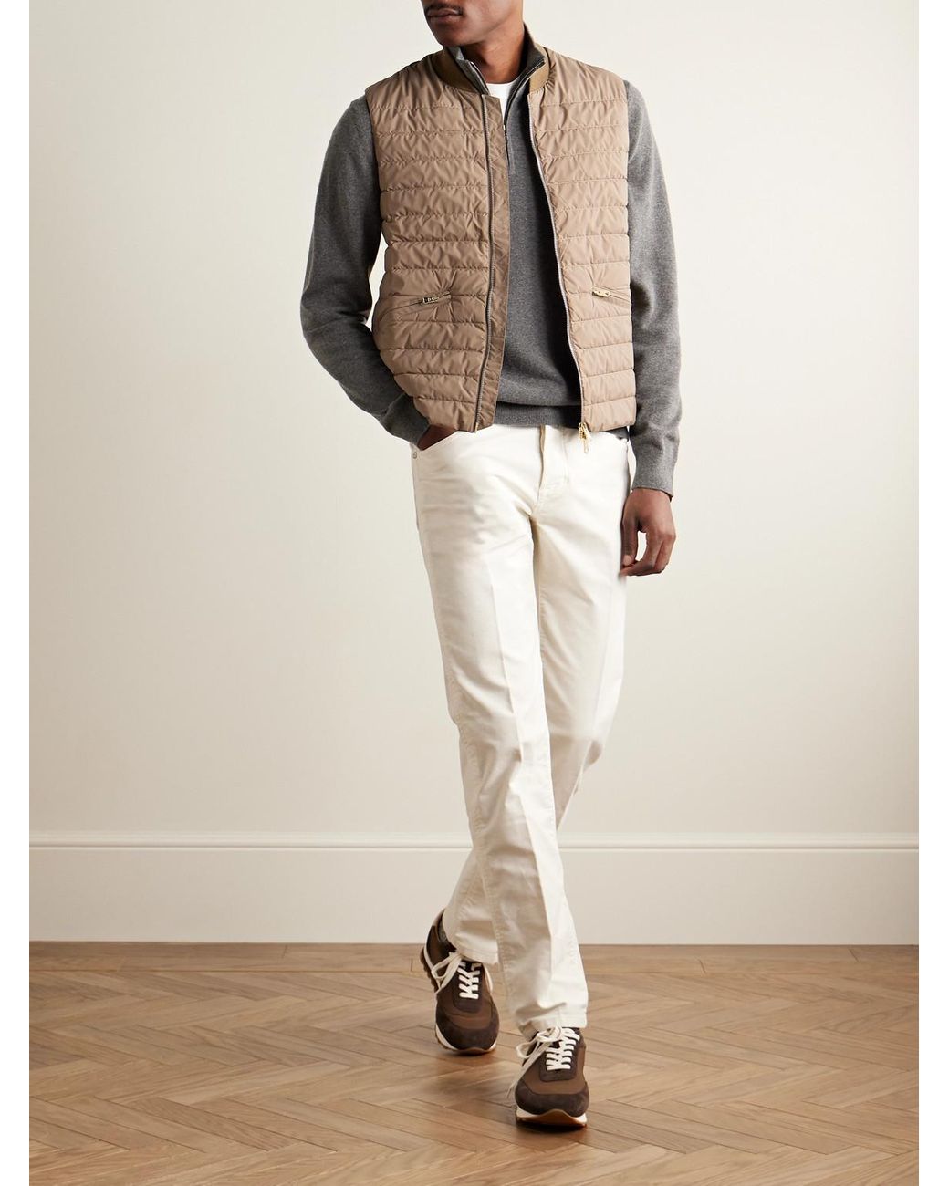 Loro Piana Gray Slim-Fit Baby Cashmere Half-Zip Sweater for men