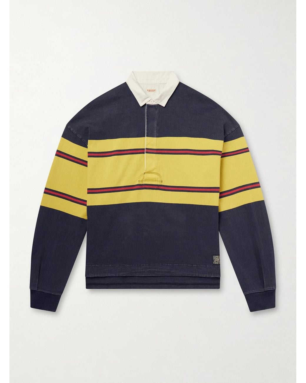 Kapital Blue Big Striped Cotton-jersey Polo Shirt for men