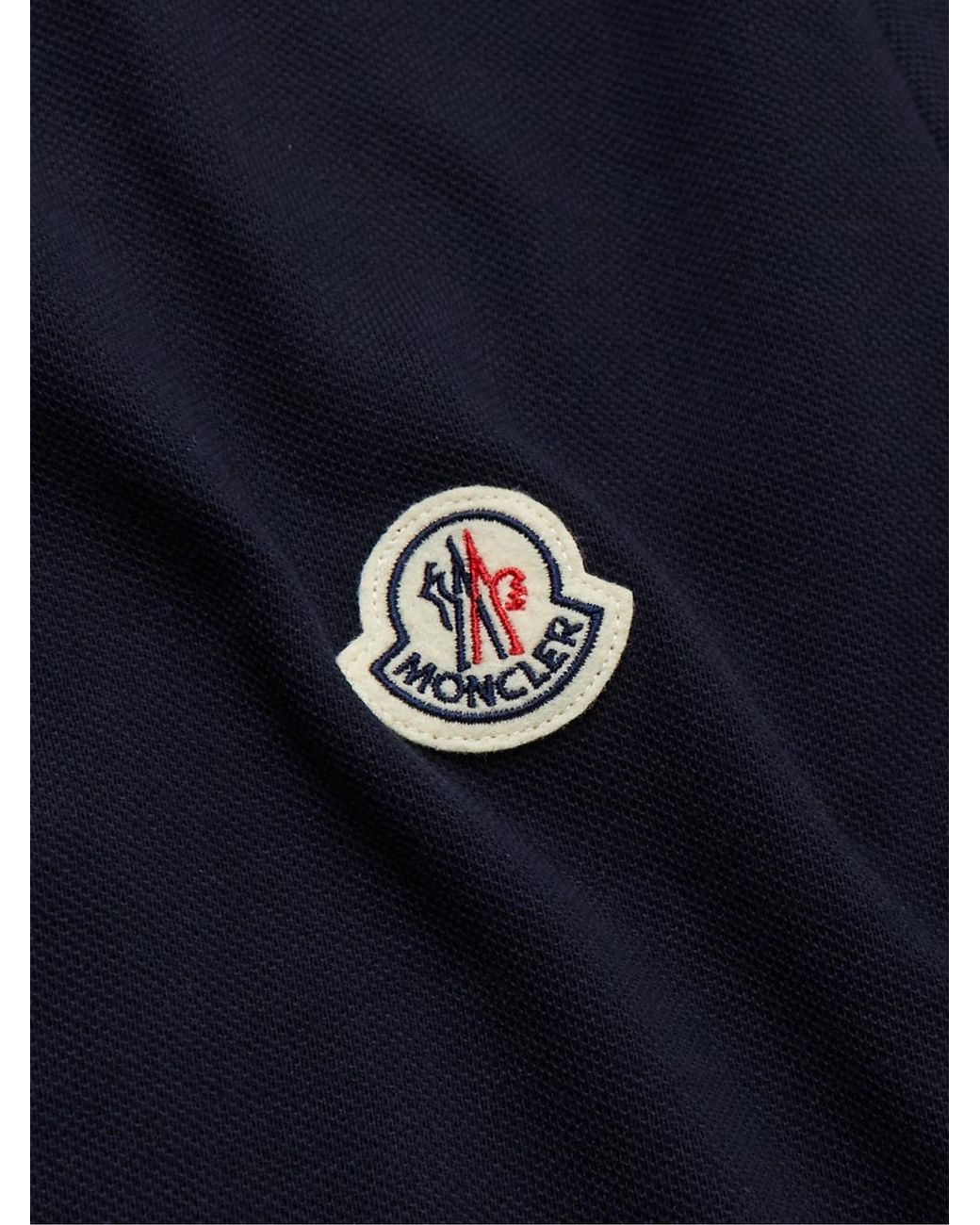 Moncler Blue Logo-Appliquéd Cotton-Piqué Polo Shirt for men