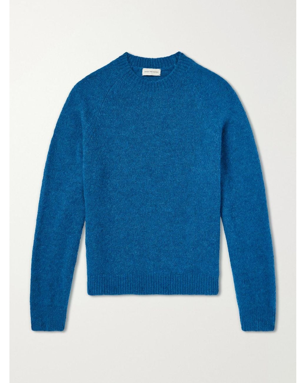 Dries Van Noten Blue Brushed Alpaca-Blend Sweater for men