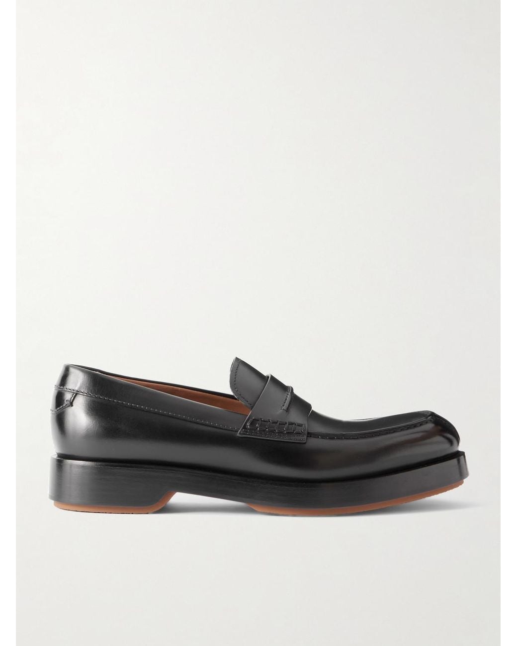 Zegna Black Udine Leather Penny Loafers for men