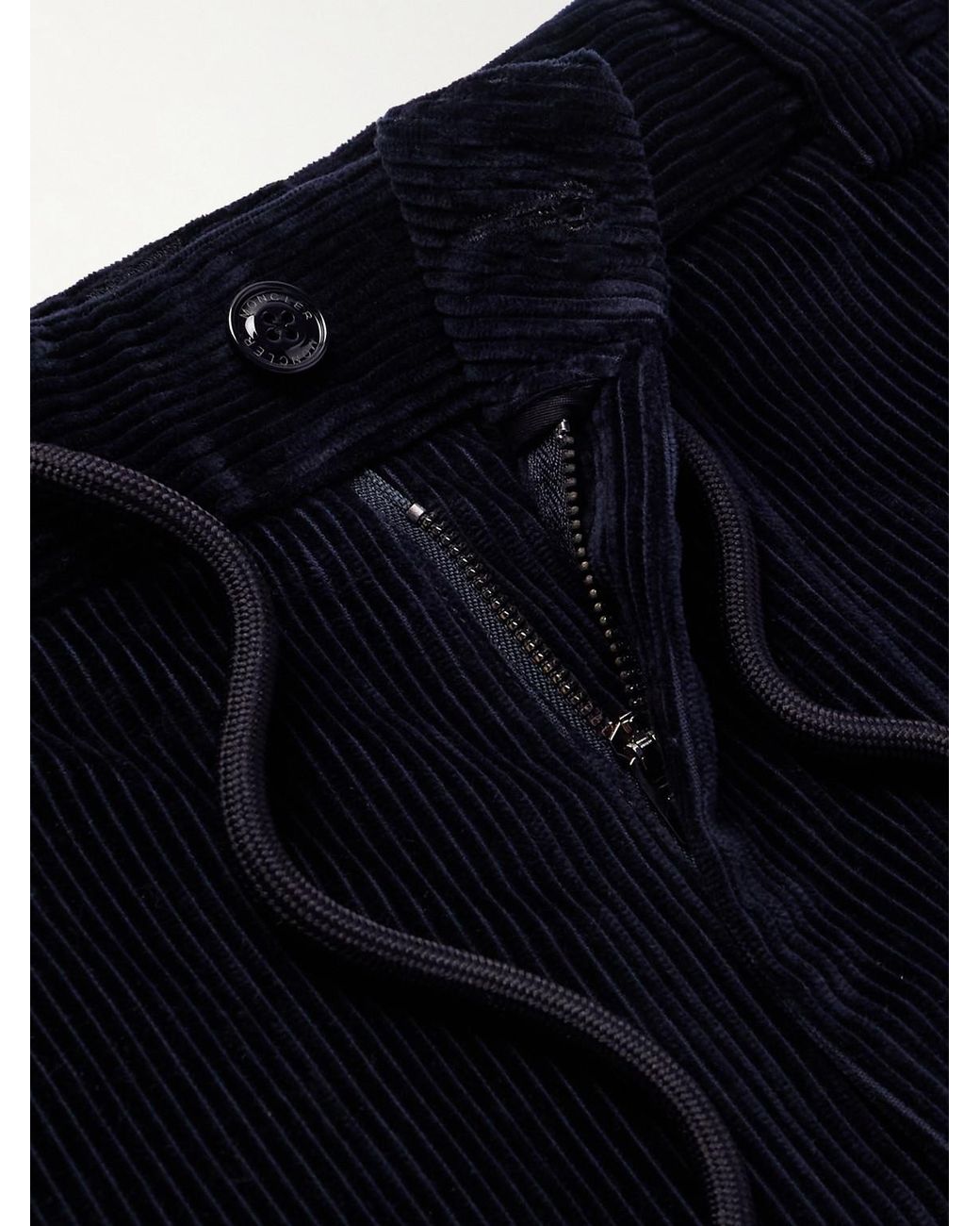 Moncler Blue Straight-Leg Cotton-Corduroy Trousers for men