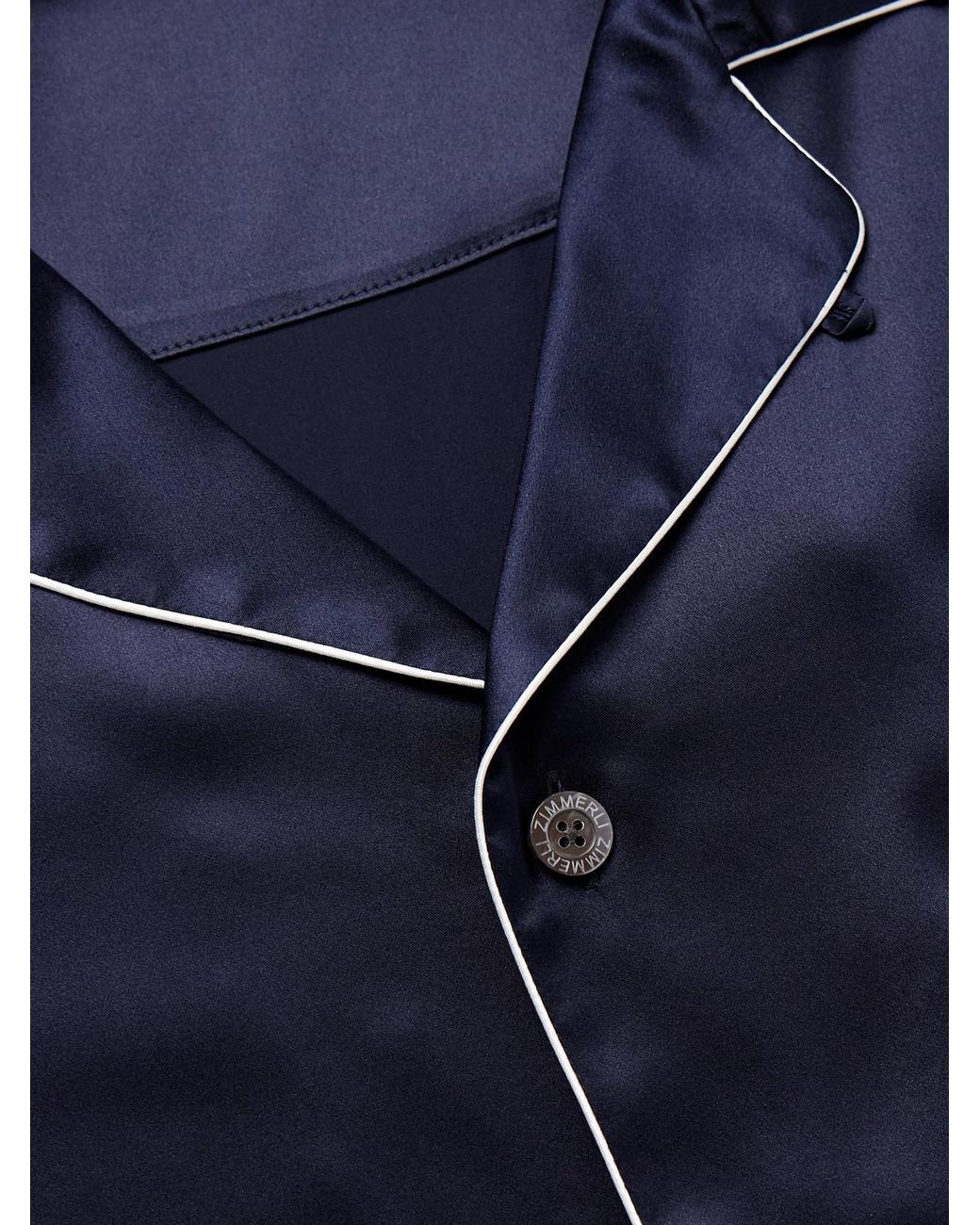 Zimmerli of Switzerland Blue Silk-Satin Pyjama Set for men