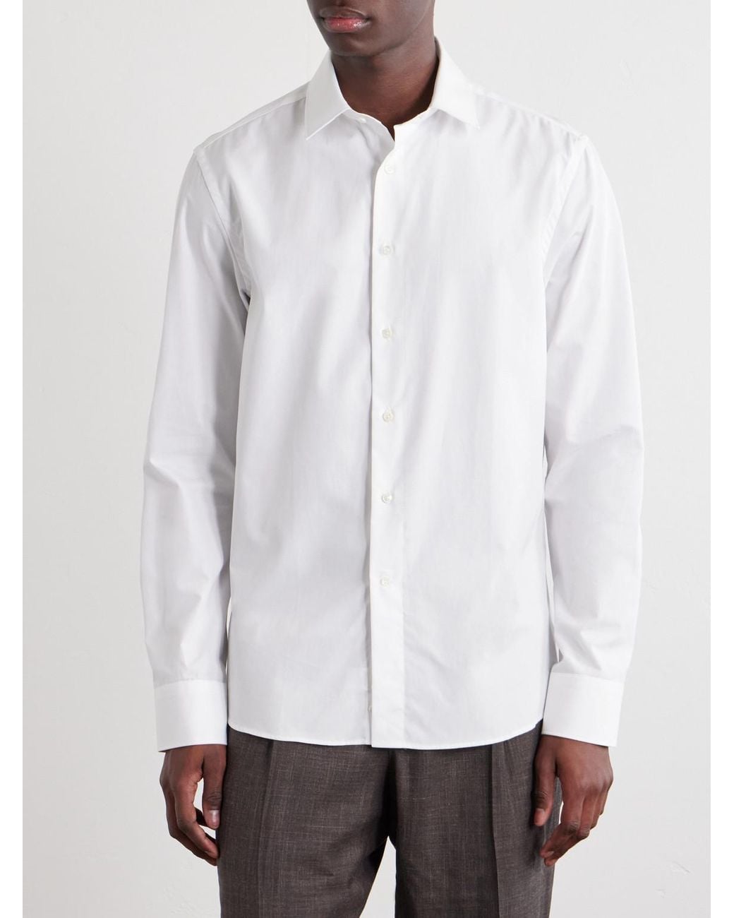 Canali White Oai Classic-Collar Cotton Shirt for men