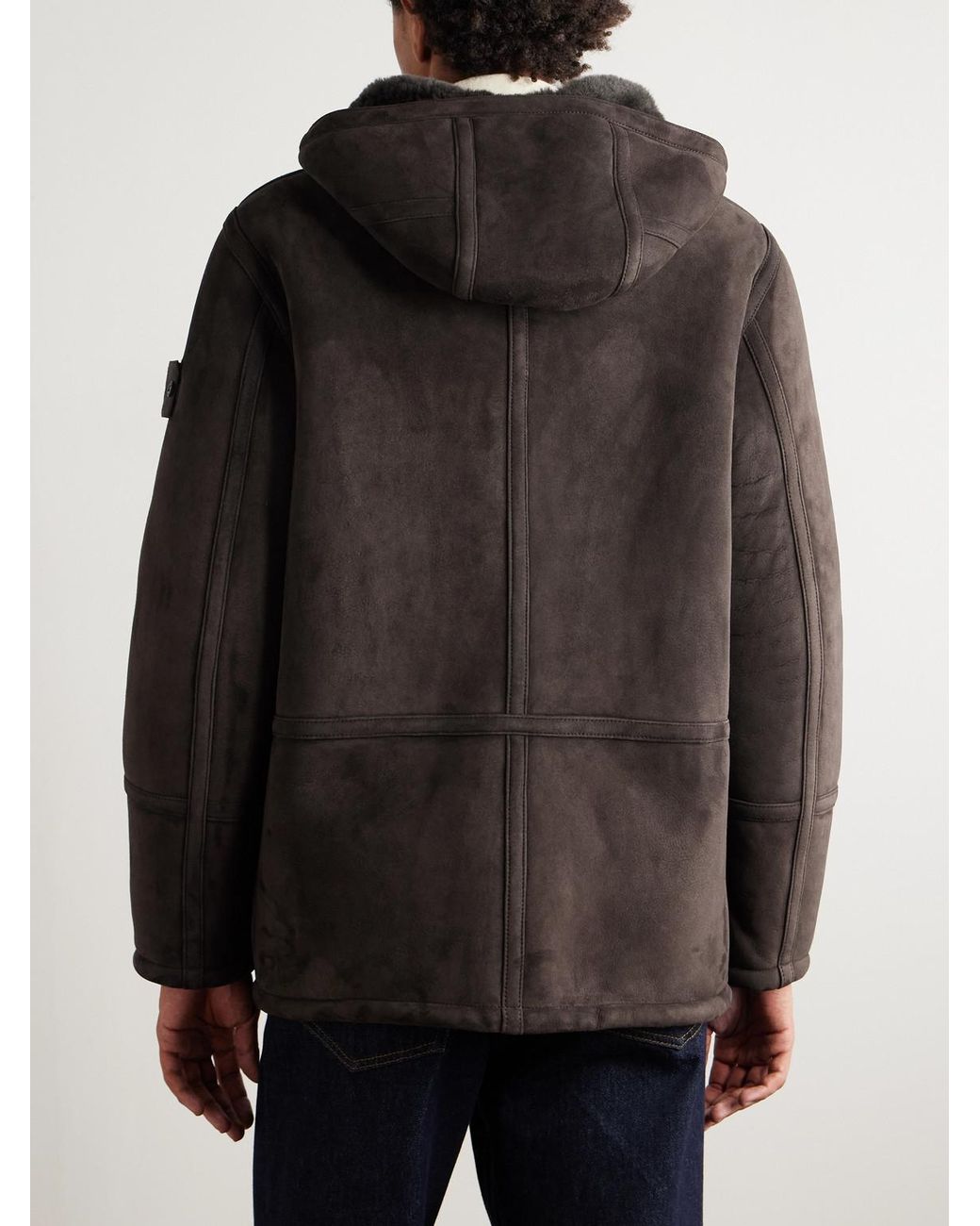 Stone Island Black Ghost Shearling Hooded Jacket for men