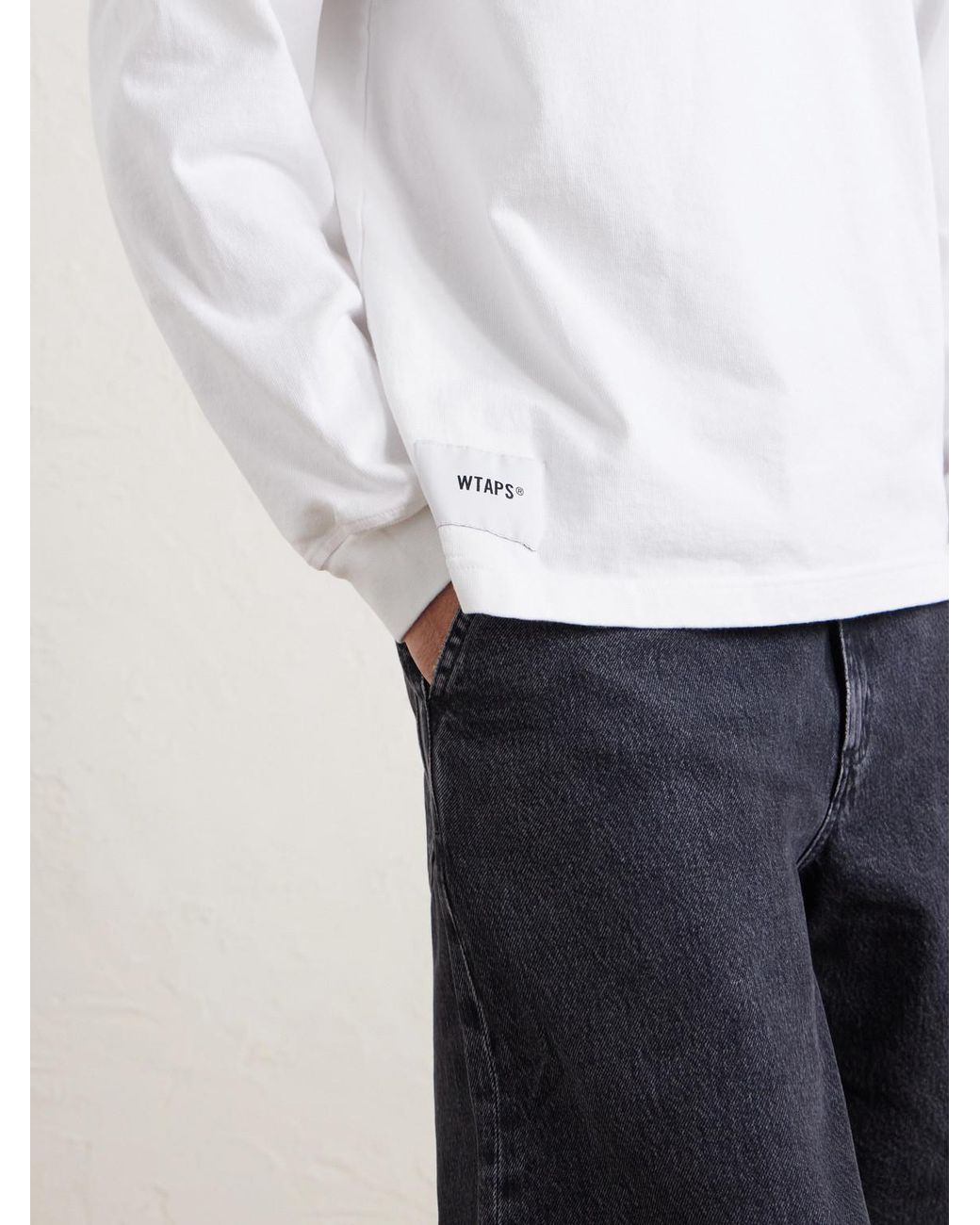 (w)taps White Sign-Yd Cotton-Jersey T-Shirt for men