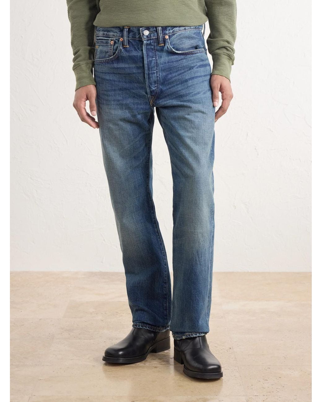 RRL Blue Straight-leg Selvedge Jeans for men