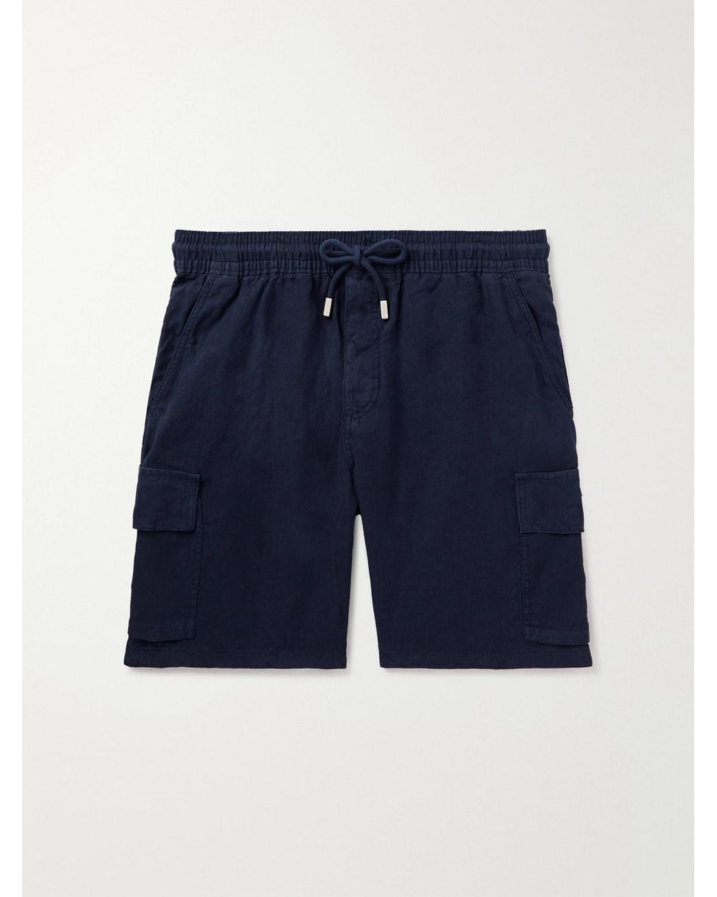Vilebrequin Blue Straight-Leg Linen Drawstring Cargo Shorts for men