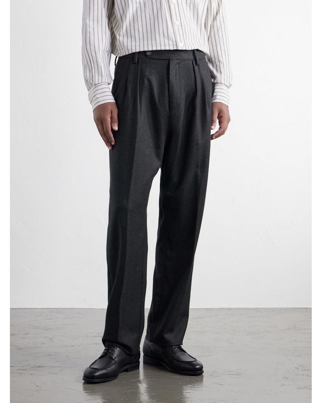Massimo Alba Black Stan Straight-Leg Pleated Virgin Wool Suit Trousers for men