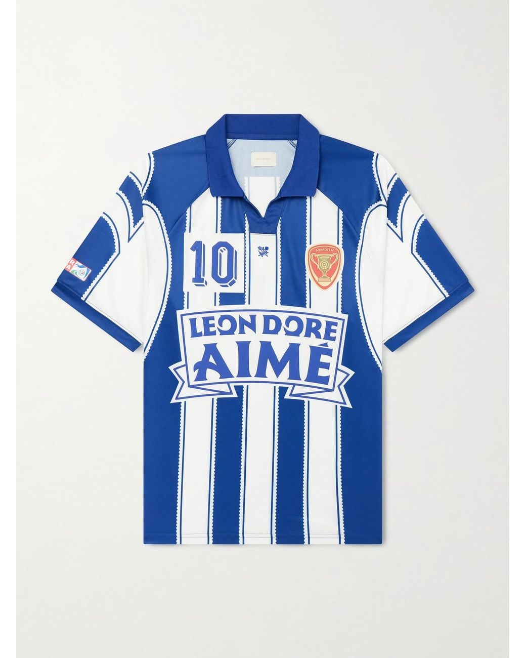 Aimé Leon Dore Blue Logo-Appliquéd Striped Jersey T-Shirt for men