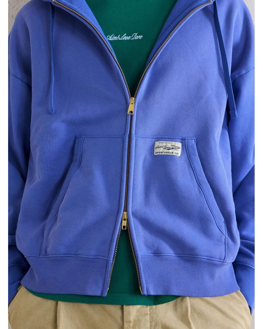 Aimé Leon Dore Blue Cotton-Jersey Zip-Up Hoodie for men