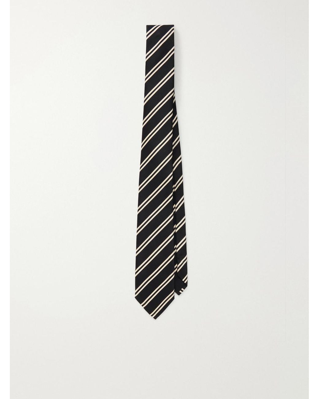 Saint Laurent White 7Cm Striped Silk-Twill Tie for men