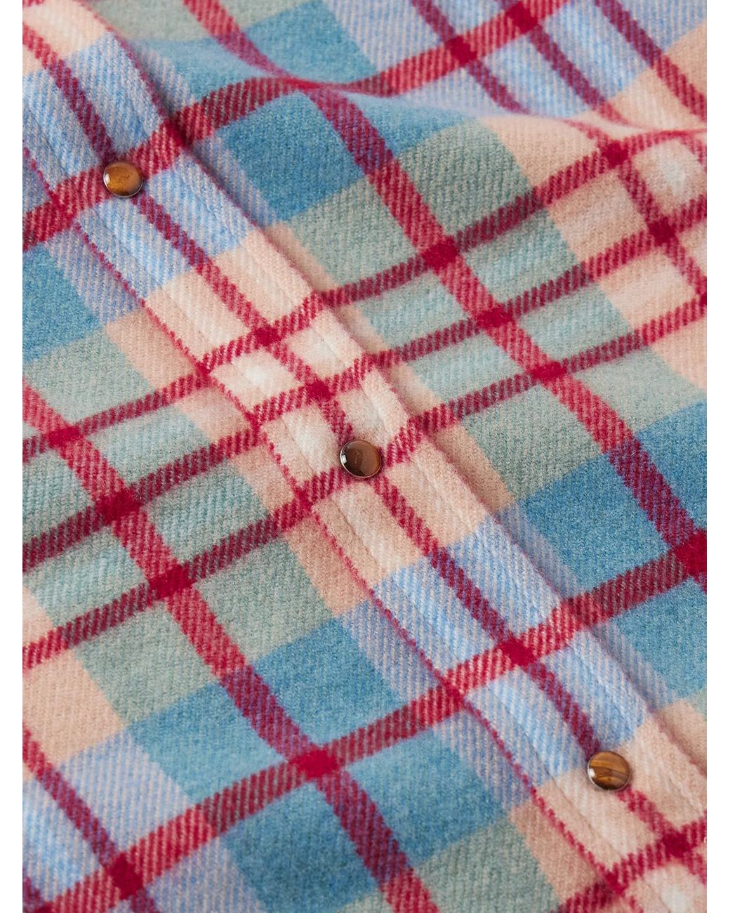 God's True Cashmere Red Checked Cashmere Shirt for men