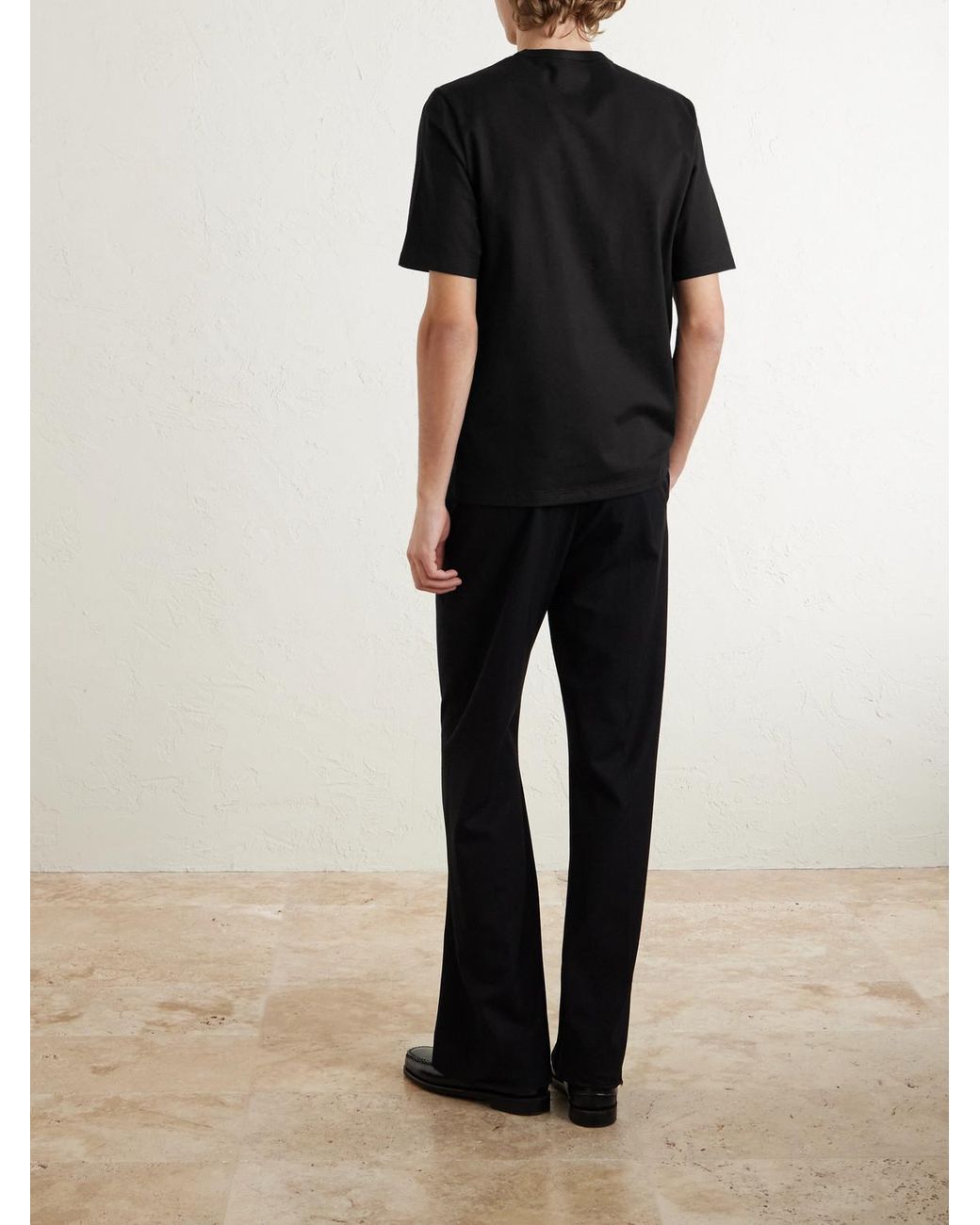 Saint Laurent T-Shirt aus Baumwoll-Jersey mit Logostickerei in Black für Herren