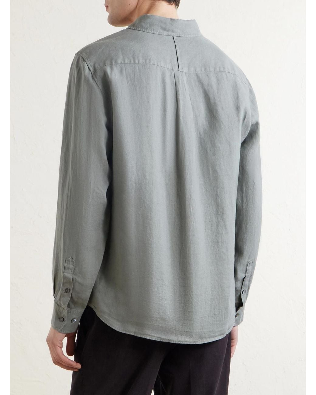 Mr P. Gray Garment-Dyed Linen Shirt for men