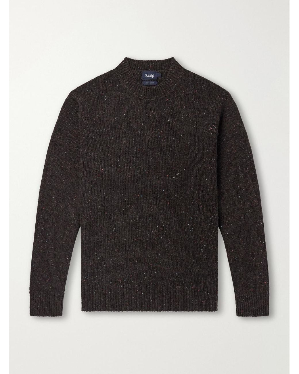 Drake's Black Donegal Mélange Wool, Cashmere And Silk-Blend Sweater for men