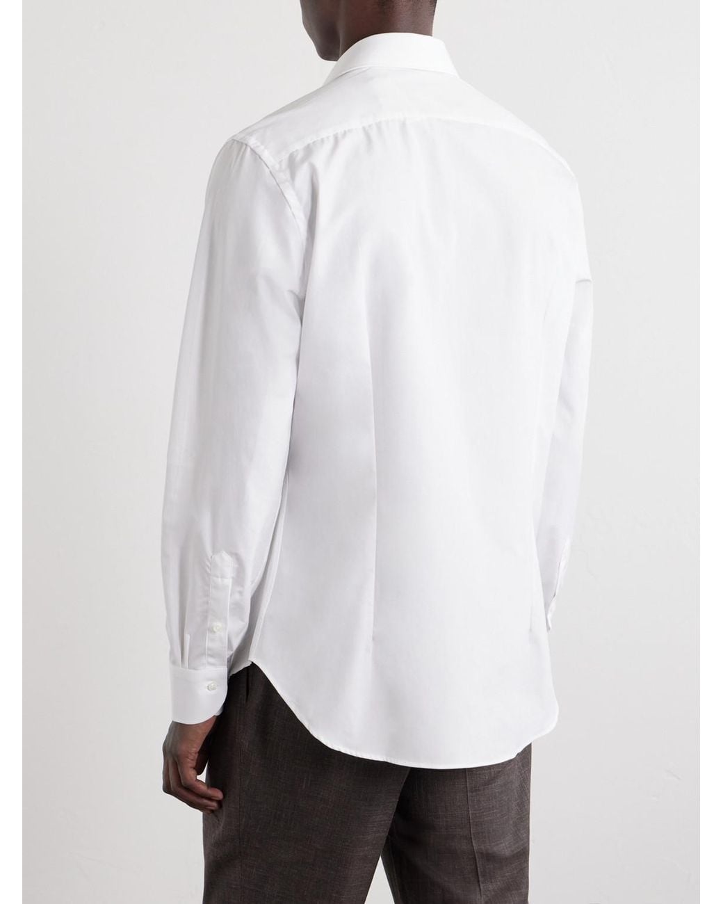 Canali White Oai Classic-Collar Cotton Shirt for men