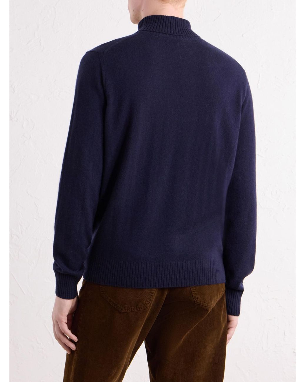 Rubinacci Blue Cashmere Rollneck Sweater for men