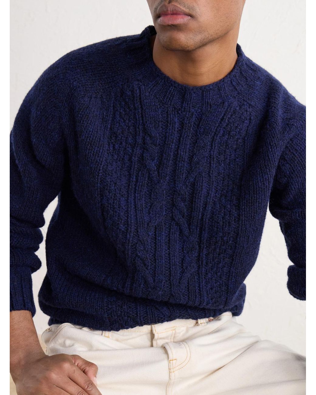 Barbour Blue Cable-Knit Wool Sweater for men