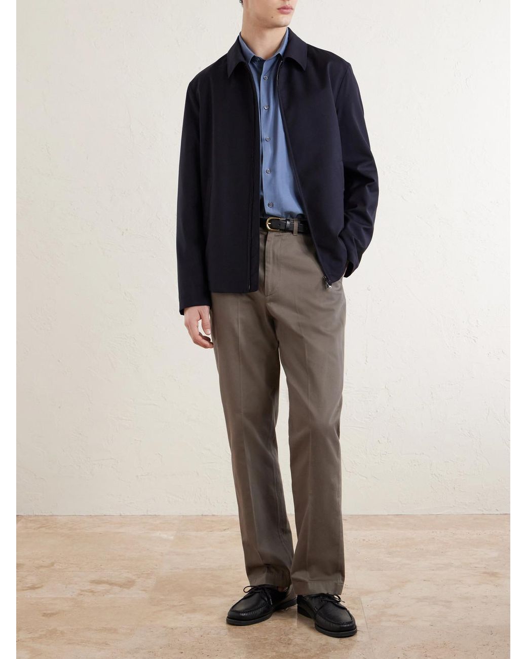 Dunhill Gray Straight-Leg Cotton-Twill Chinos for men